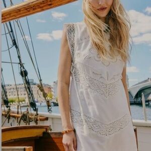 Free People Winifred Mini Dress in Clean Ivory Size Medium NWT